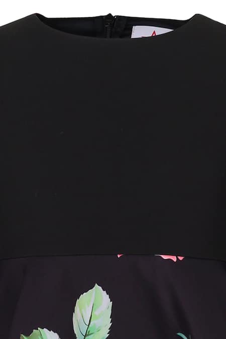 STELLA ROSSA BY LES PETITS_Black Polyester Stella Rose Pattern Dress _Online_at_Aza_Fashions