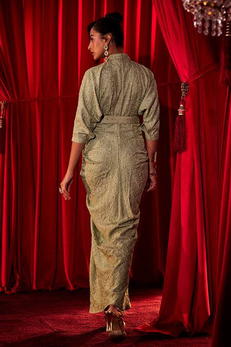 House Of Fett Belrose Textured Draped Gown