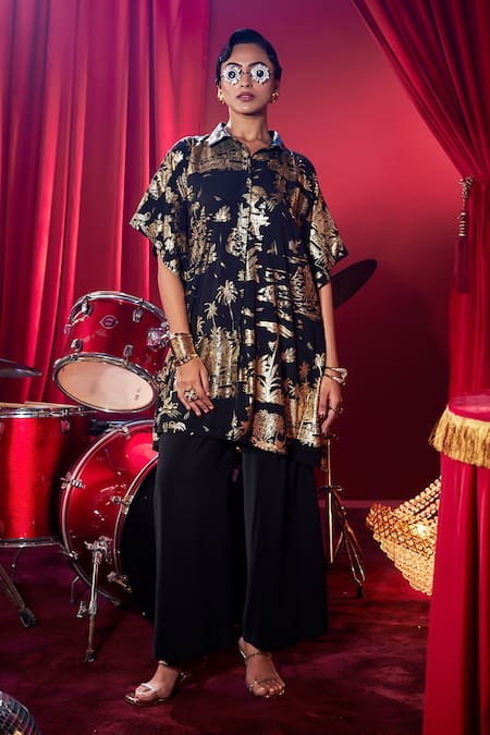 House Of Fett Printed Kaftan Shirt & Pant Set