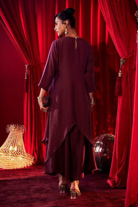 House Of Fett Lilia Asymmetric Embroidered Tunic & Pant Set