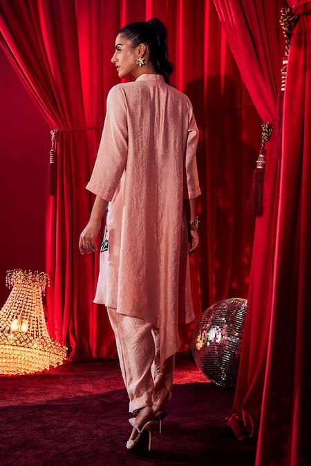 House Of Fett Petalina Asymmetric Embroidered Tunic & Pant Set