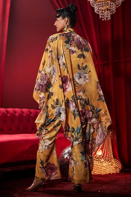 House Of Fett Rose Floral Print Cape Pant Set