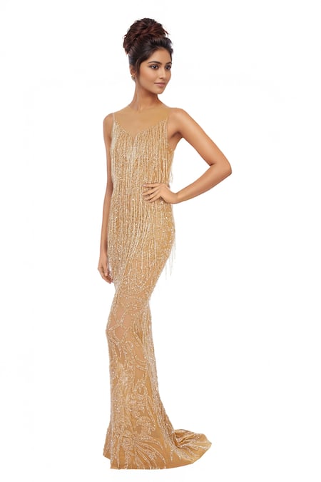 Chisel By Meghna Ramrakhiya Embroidered Trail Gown 