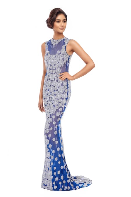 Chisel By Meghna Ramrakhiya Embroidered Trail Gown 