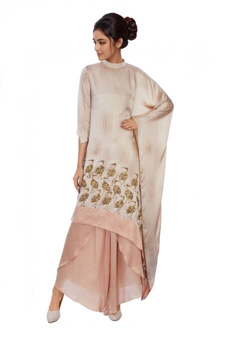 Neeta Bhargava Brown & beige satin cape 