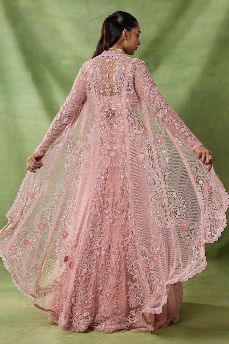 Awigna Venus Embroidered Long Jacket Skirt Set 