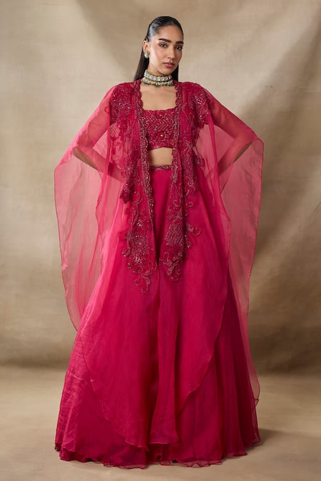 Awigna Artemis Embroidered Cape Skirt Set 