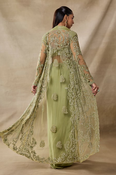 Awigna Chloe Embroidered Cape Dhoti Skirt Set 