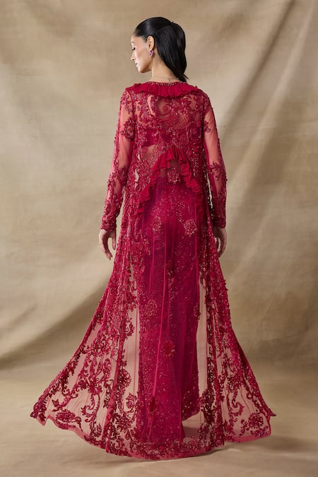 Awigna Eos Embroidered Long Cape Pant Set 