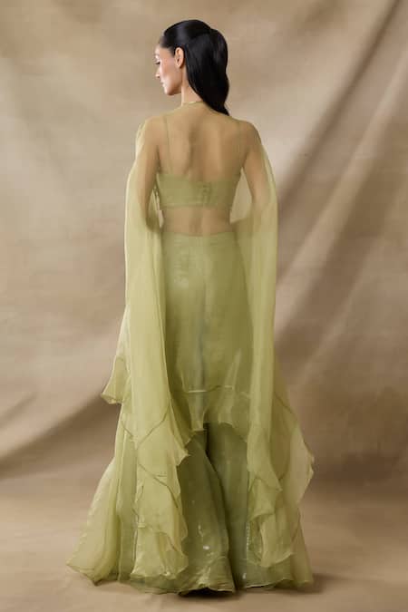 Awigna Iris Embroidered Cape Sharara Set 