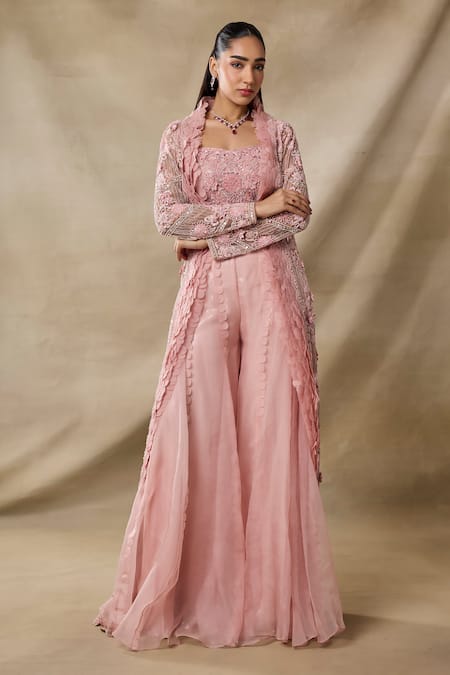 Awigna Juno Floral Embroidered Cape Sharara Set 