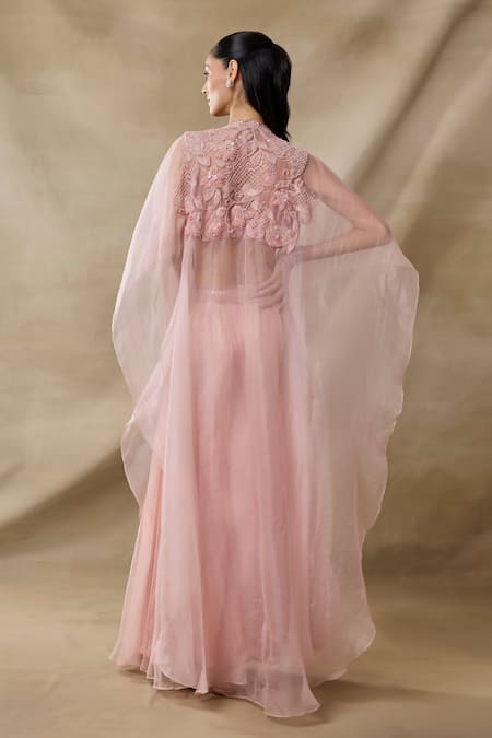 Awigna Leto Embroidered Cape Sharara Set 