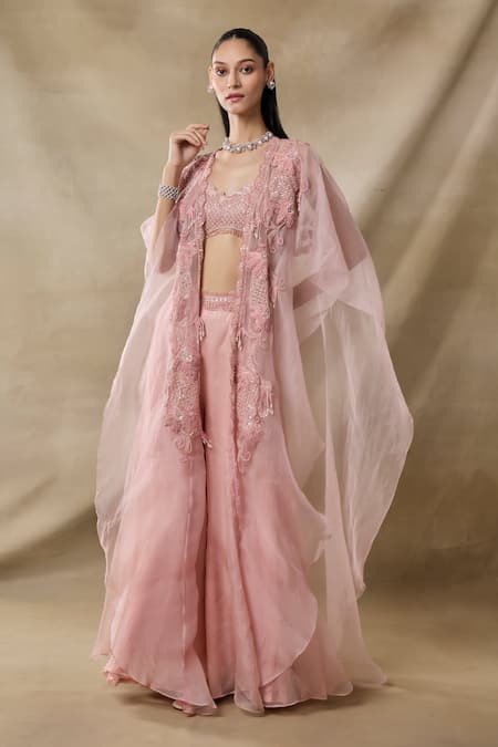 Awigna Leto Embroidered Cape Sharara Set 