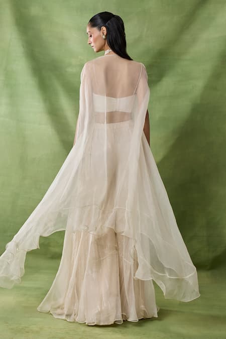 Awigna Uranie Embroidered Cape Sharara Set 