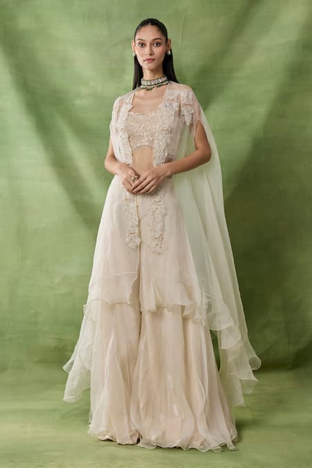 Awigna Uranie Embroidered Cape Sharara Set 