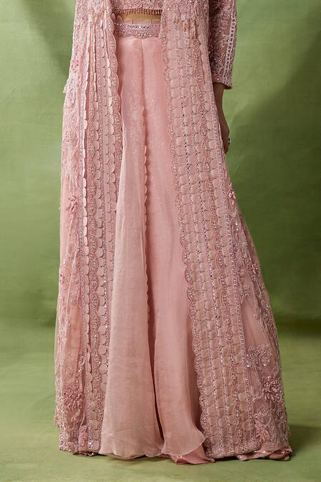 Buy Awigna Pink Organza, Net Embroidery, Sequins, Cut Work Sequana Floral Cape Sharara Set Online at Aza Fashions Buy_Awigna_Pink Organza, Net Embroidery, Sequins, Cut Work Sequana Floral Cape Sharara Set _Online_at_Aza_Fashions