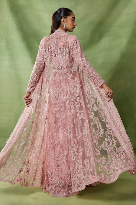 Awigna Sequana Floral Embroidered Cape Sharara Set 