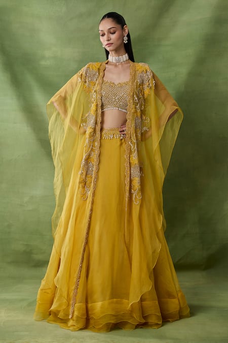 Awigna Beira Embroidered Cape Lehenga Set 