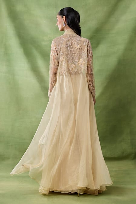 Awigna Sirona Laser Embroidered Cape Sharara Set 