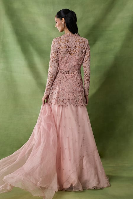 Awigna Grain Chitta Embroidered Peplum Top Skirt Set 