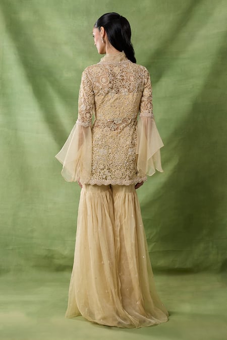 Awigna Dia Embroidered Peplum Top Sharara Set 