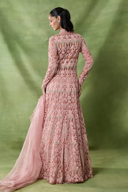 Awigna Damona Floral Embroidered Cape Skirt Set 