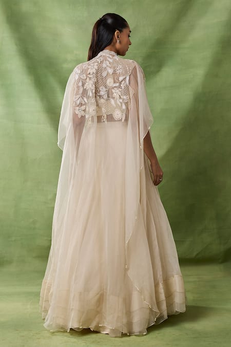 Awigna Freya Floral Embroidered Cape Lehenga Set 