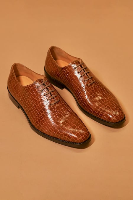Dmodot Caro Croco Umber Oxford Shoes 