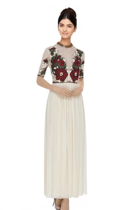 Huemn Embroidered Flared Gown 