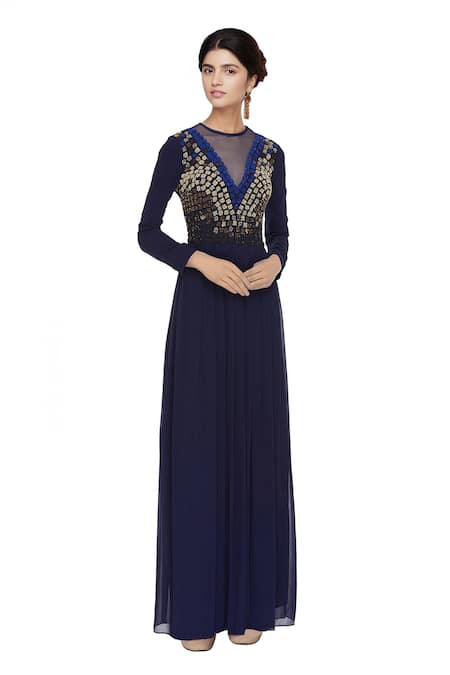 Huemn Embellished Flared Gown 