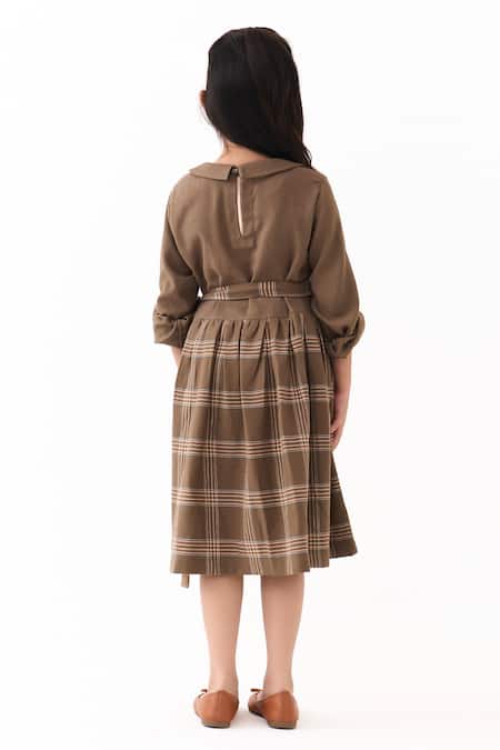 Three Melange Cedar Check Peter Pan Collar Dress