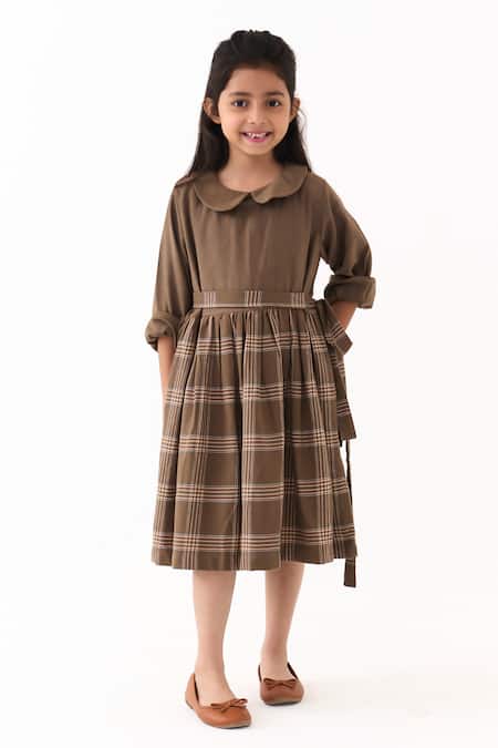 Three Melange Cedar Check Peter Pan Collar Dress