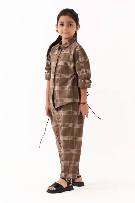 Three_Brown Checkered Pattern Shirt _Online_at_Aza_Fashions