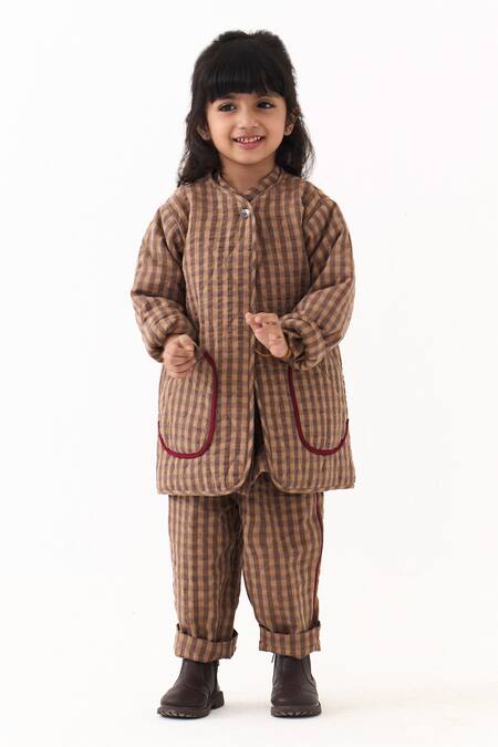 Buy_Three_Brown Checkered Pattern Shirt _Online_at_Aza_Fashions