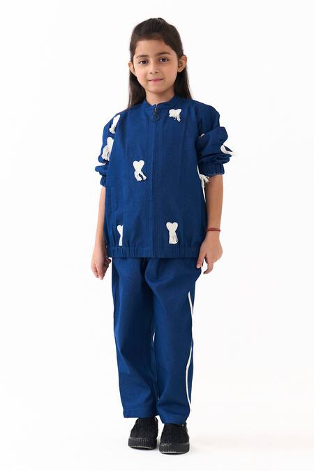 Buy_Three_Blue Denim Embroidery Bomber Jacket _Online_at_Aza_Fashions