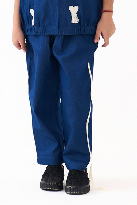 Shop_Three_Blue Denim Embroidery Bomber Jacket _Online_at_Aza_Fashions