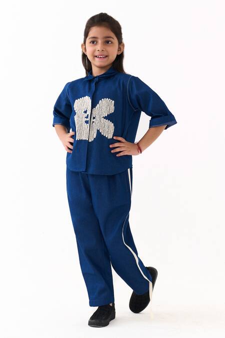 Buy_Three_Blue Denim Embroidery Floral Shirt _Online_at_Aza_Fashions