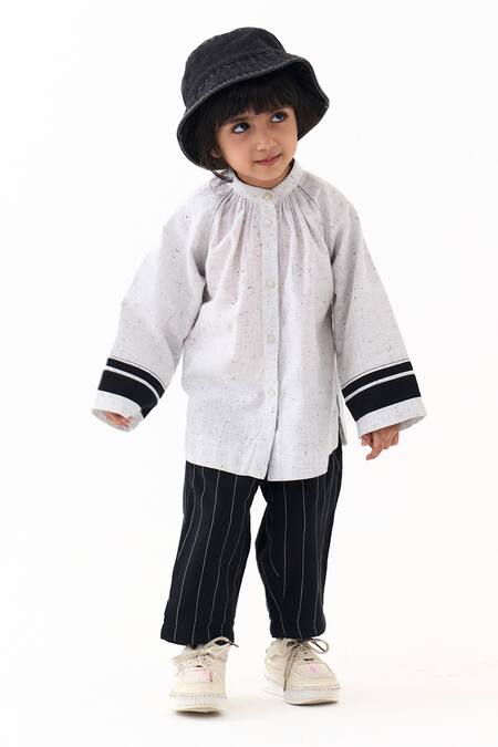 Shop_Three_Ivory Applique Melange Splash Print Top _Online_at_Aza_Fashions