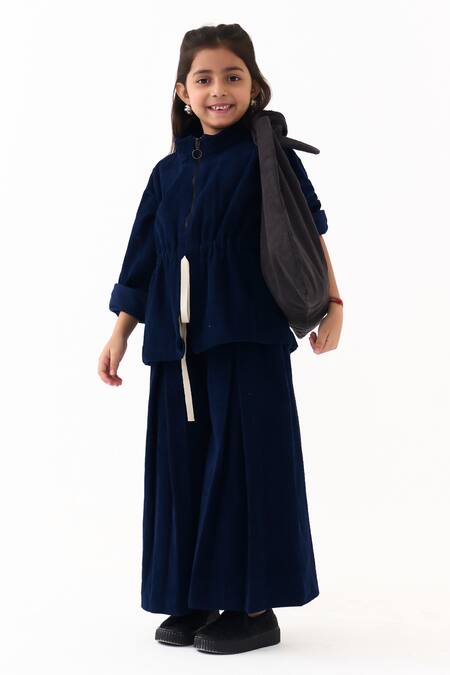 Shop_Three_Blue Corduroy Drawstring Top 