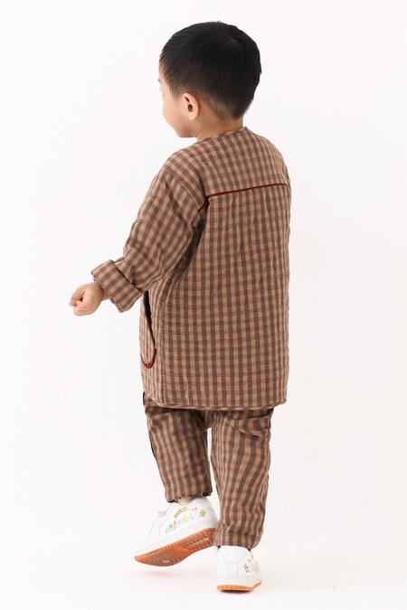 Three Caramel Quilted Jacket Pant Set