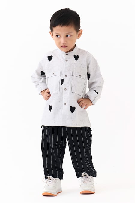 Three Heart Embroidered Shirt With Pant