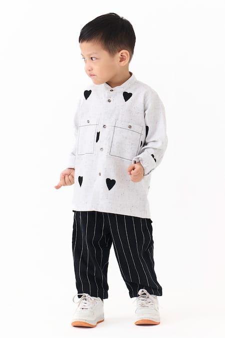 Buy_Three_Ivory Embroidery Heart Shirt With Pant _Online_at_Aza_Fashions