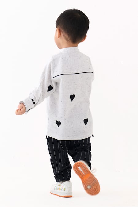 Three Heart Embroidered Shirt With Pant