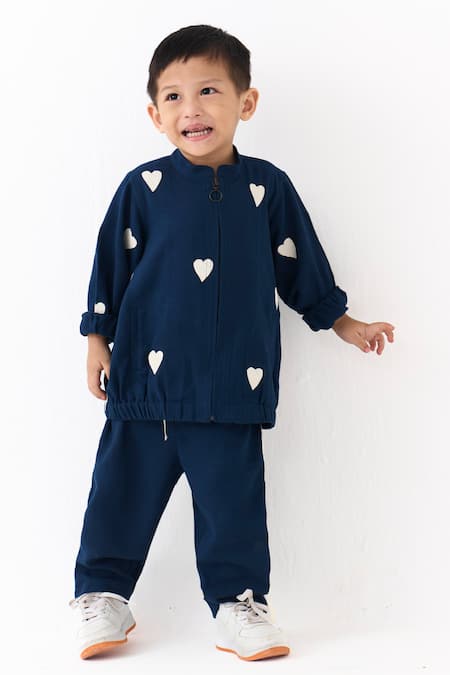 Three Heart Embroidered Bomber Jacket With Pant 