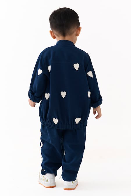 Three Heart Embroidered Bomber Jacket With Pant 