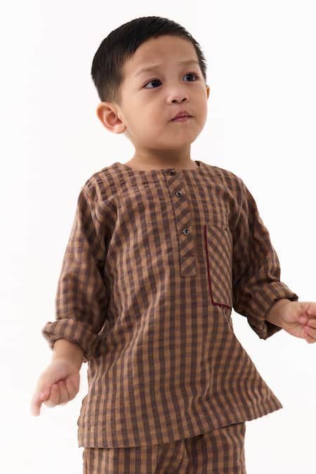 Three Checked Mul Kurta 