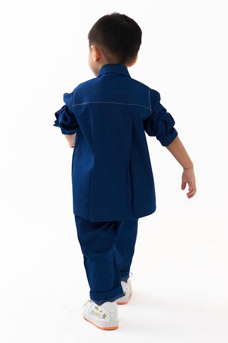 Three Denim Contrast Stitch Shirt