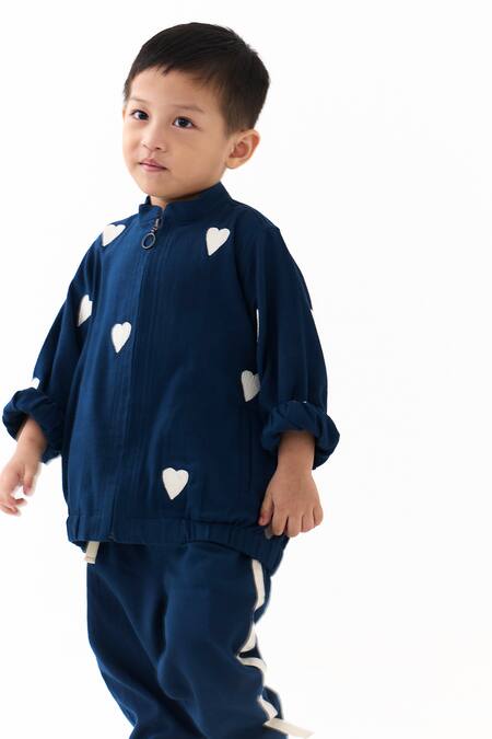 Buy_Three_Blue Applique Heart Motif Jacket _Online_at_Aza_Fashions