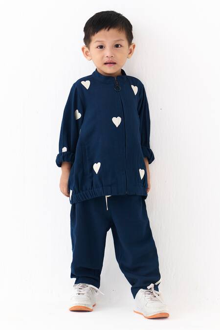 Shop_Three_Blue Applique Heart Motif Jacket _Online_at_Aza_Fashions