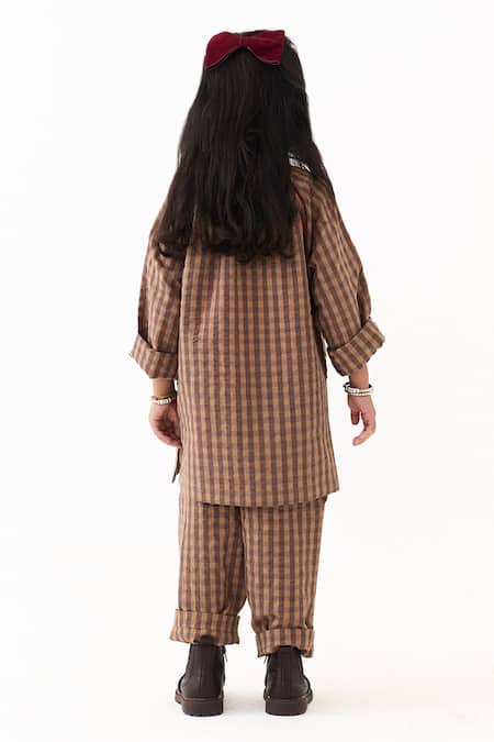 Three Chequered Pattern Shirt With Pant 